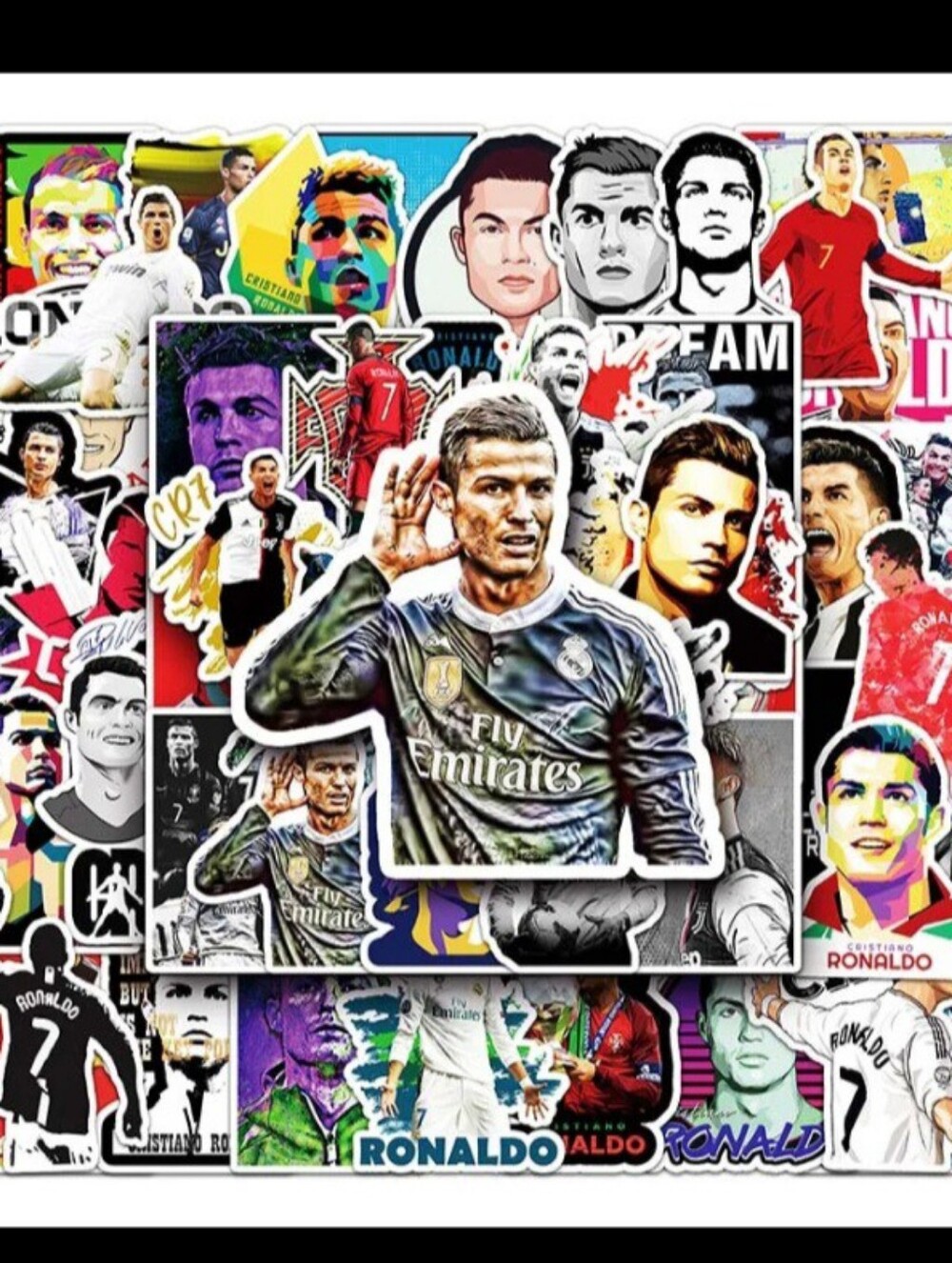 Soccer Player Sticker Pack 50 Pc - Cristiano Ronaldo Whater Proof.